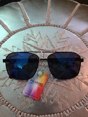 Polarized Blue Lens Men's Sunglasses - Black Frame